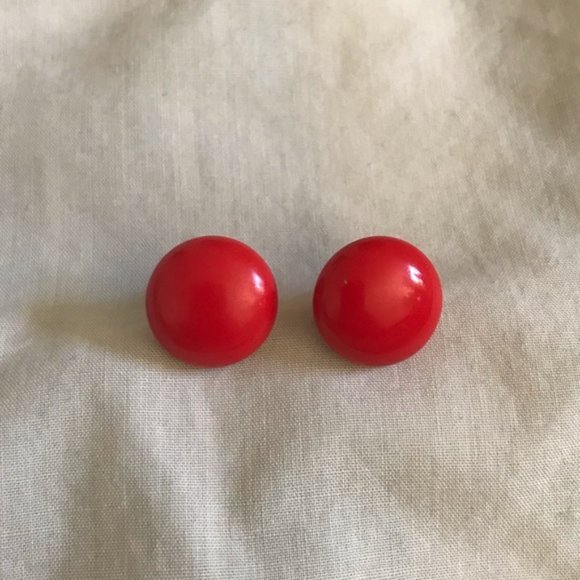 Vintage fiesta red round statement earring studs